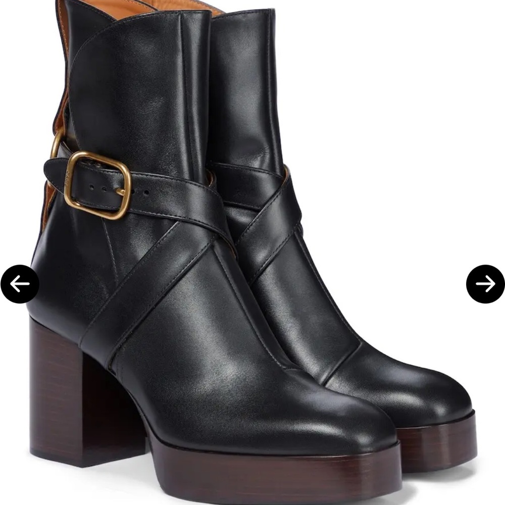 Chloe Izzie Leather Platform Boots - Picture 3 of 9